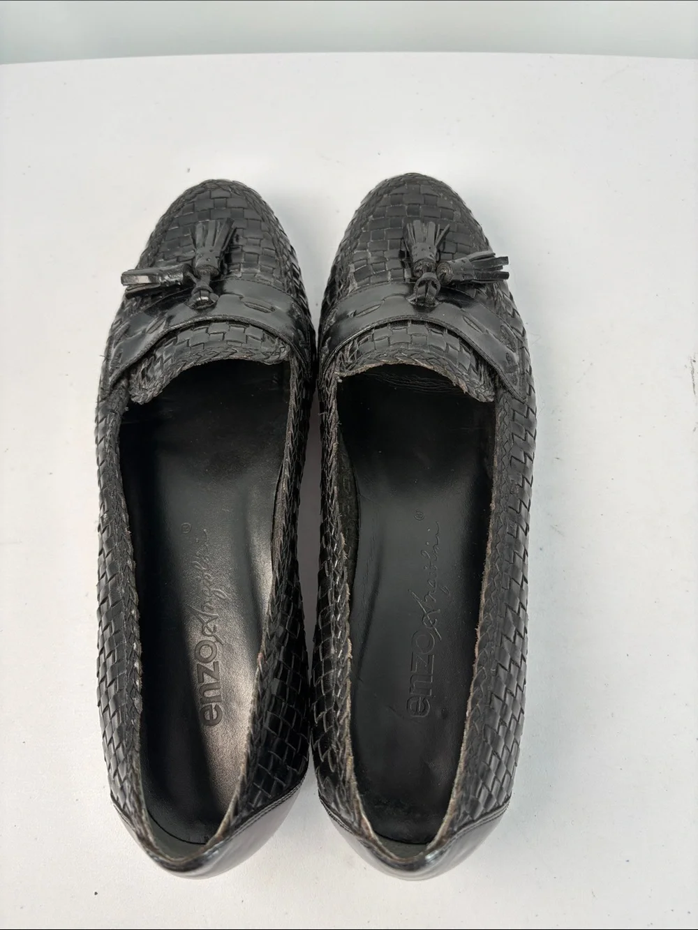 🥐 Enzo Angiolini Black Woven Tassel Loafers